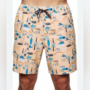 O'Neill Orange and Blue Board Shorts with Tropical Print  men small